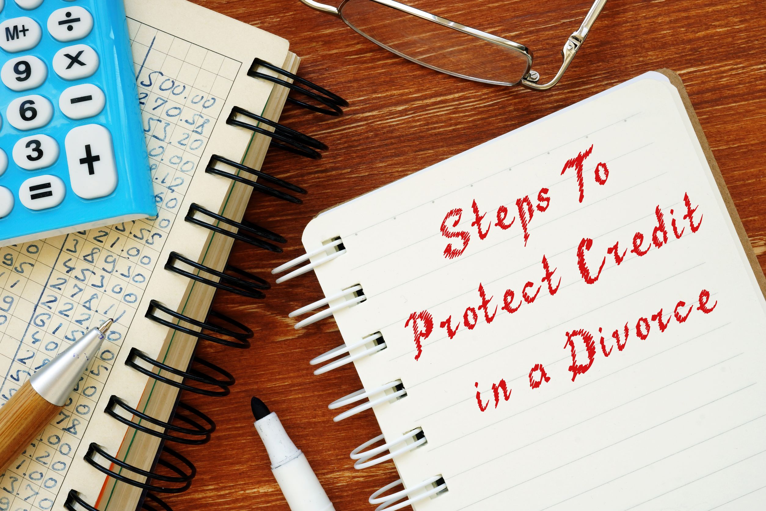 Business concept meaning Steps To Protect Credit In A Divorce with phrase on the page.